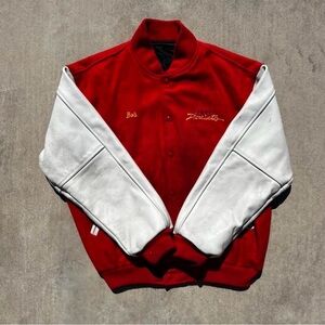 Varsity Red and White Bomber Jacket